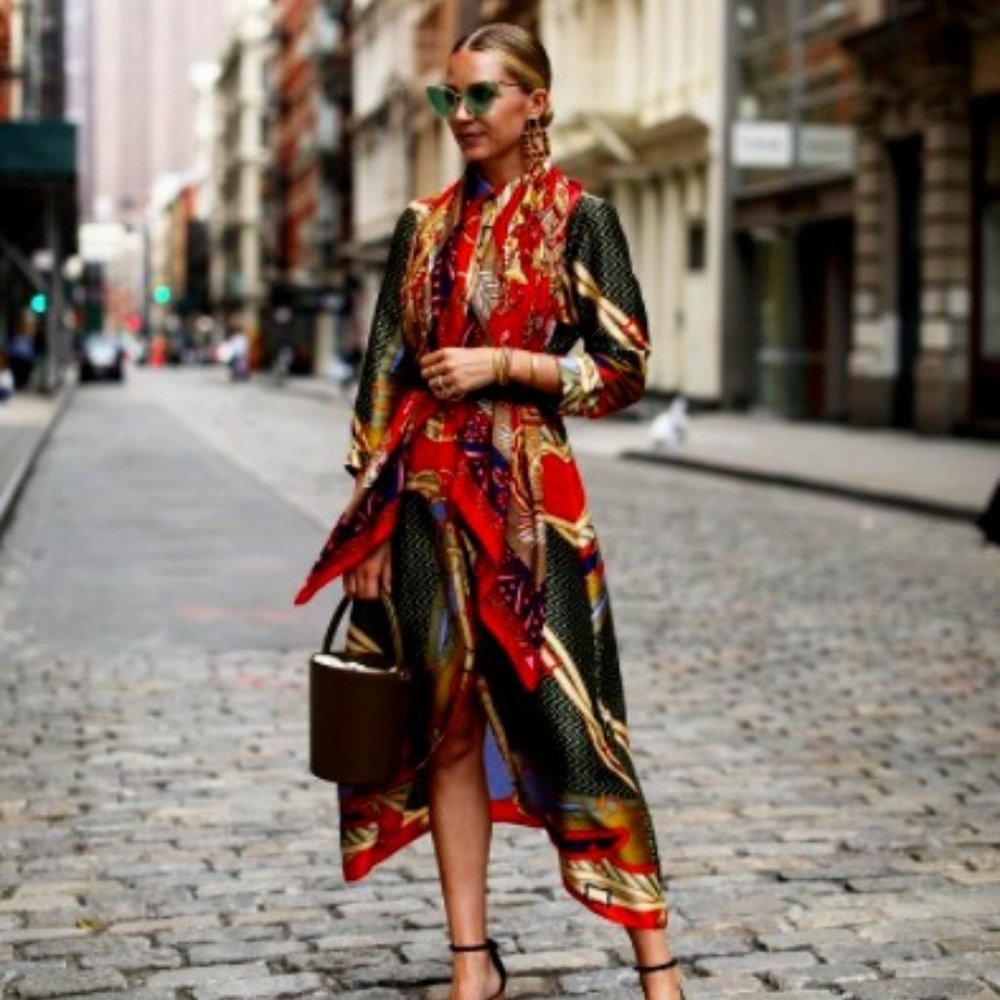 Zara Scarf Print Shirt Dress